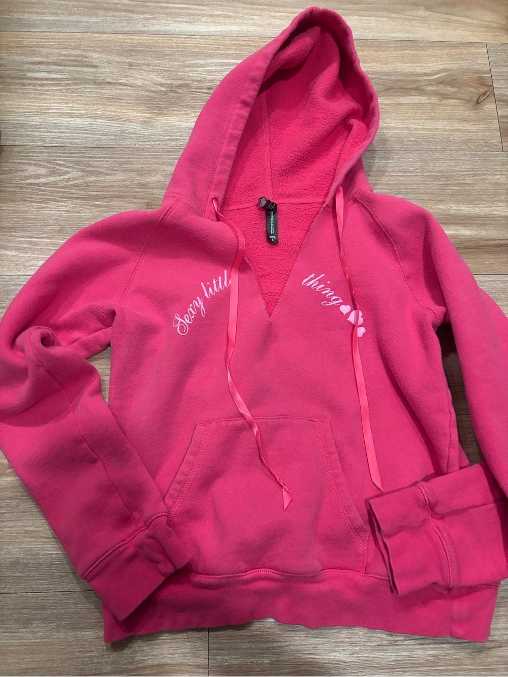Victoria's Secret Hot Pink V-Neck Hooded Sweatshirt